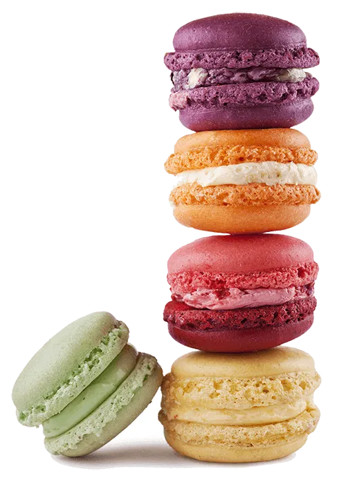A stack of colorful macarons